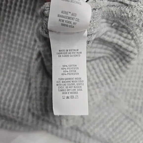 Aerie Womens Lumber Jane Waffle Shirt Shacket S Button Down Oversized Gray Cozy - Picture 7 of 7